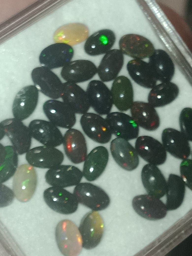 5x Pieces Natural Ethiopian Black Fire Opal .30ct Each