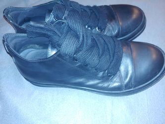 Black Leather Lace-Up Sneakers Size 45