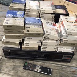 Sony Betamax SL-100 5.6MZ Highband W/ Remote + 50 Betamax Tapes