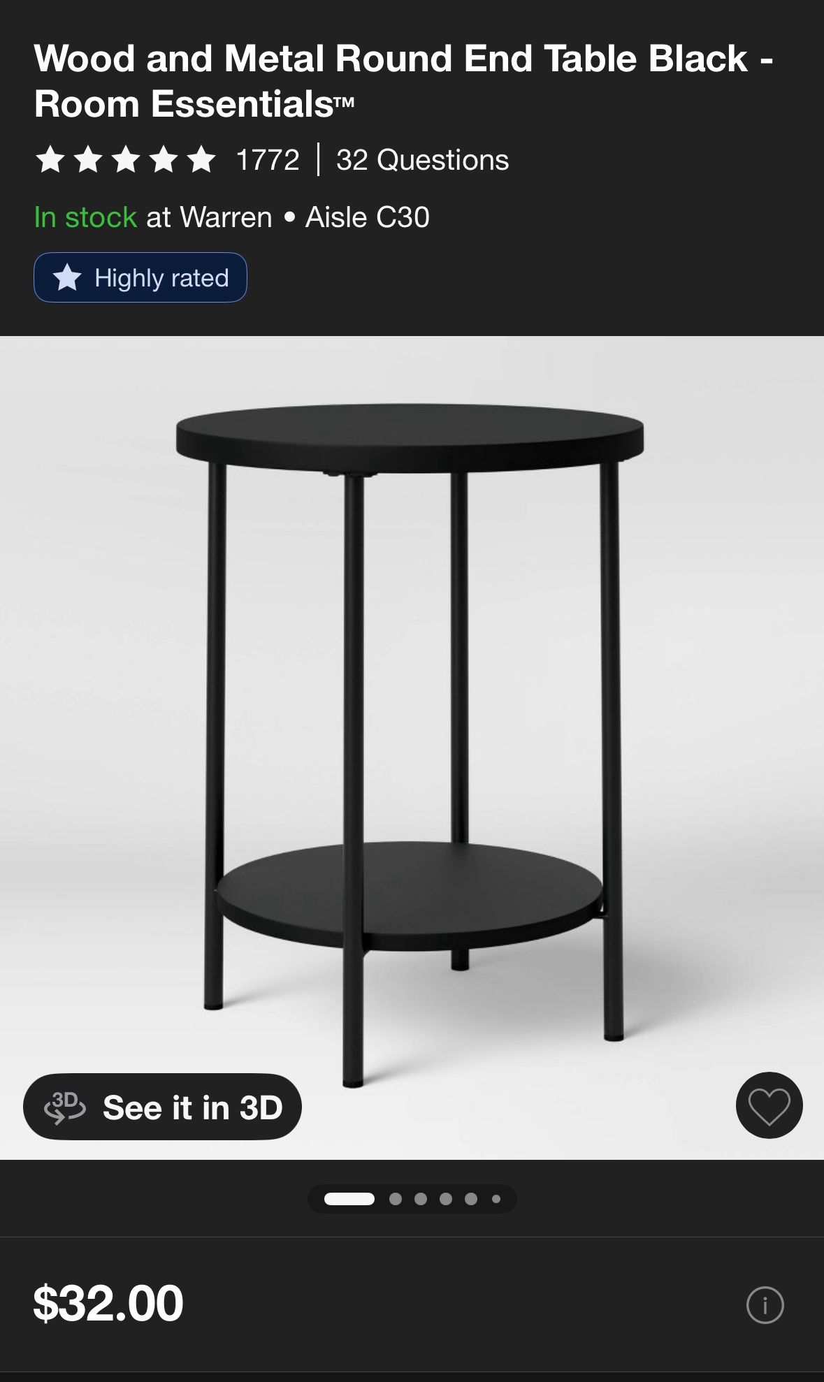 Brand New Wood and Metal Round - Room Essentials