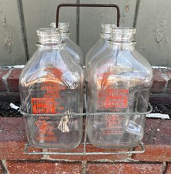 Set of Four Vintage 1/2 Gallon Clear Glass Milk Bottles | Peterson Dairy Farm