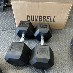 New pair of 55lb rubber dumbbells. New in box 📦 $110