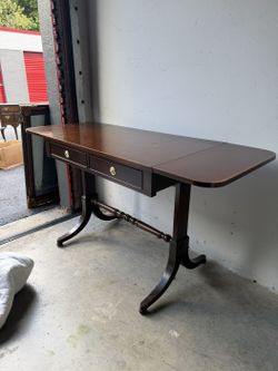 Vintage Mahogany Drop-Leaf Sofa Table – 2 Drawers