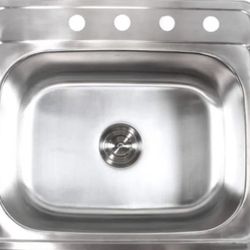 eModernDecor Top Mount Drop-In 25 in x 22 in x 9 in 4-Faucet Kitchen Sink