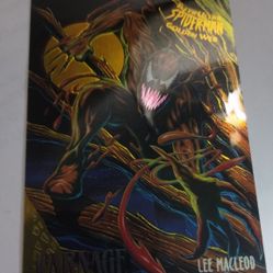 1995 Carnage Fleer Ultra, Spider Man Golden Web, Marvel Comics Trading Card # 2 Of 9 