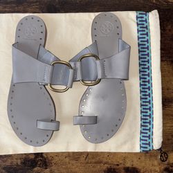 Tory Burch Women’s 9.5 Cloud Blue Ravello Studded Slide Leather Sandal Dustbag Included