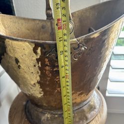 Large Vintage Hand-Hammered Brass Bucket