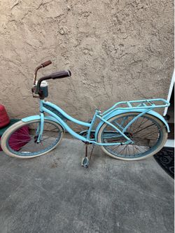 Light Blue Huffy Nel Lusso Beach Cruiser Bike - AS IS Classic Style with Rear Rack - Project Bike Needs Work