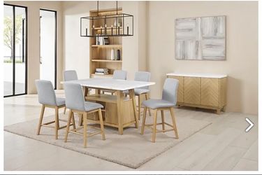 Mega Sale! 7 PCS Ronja Collection Counter Height table set- Natural color Now 1698.00 Free Delivery 🚚 