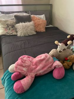 Glass/ metal Queen bed frame and mattress!