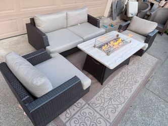 Premium RST furniture with fire pit and sunbrella cushions