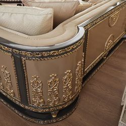 Luxury Sofa Set – Velvet Upholstery with Golden Accents                     