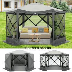 COBIZI 12x12ft Pop up Gazebo Screen House Tent with Sidewalls for Camping, 6 Sided Pop-up Canopy Shelter Tent Easy-Set Portable Gazebo with Carry Bag