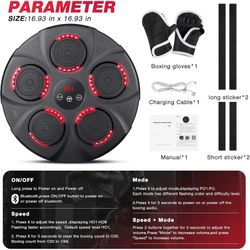 Music Boxing Machine with Boxing Gloves, Home Smart Bluetooth Boxing Equipment, Boxing Machine Wall Mounted, Rechargeable Boxing Training Equipment, M