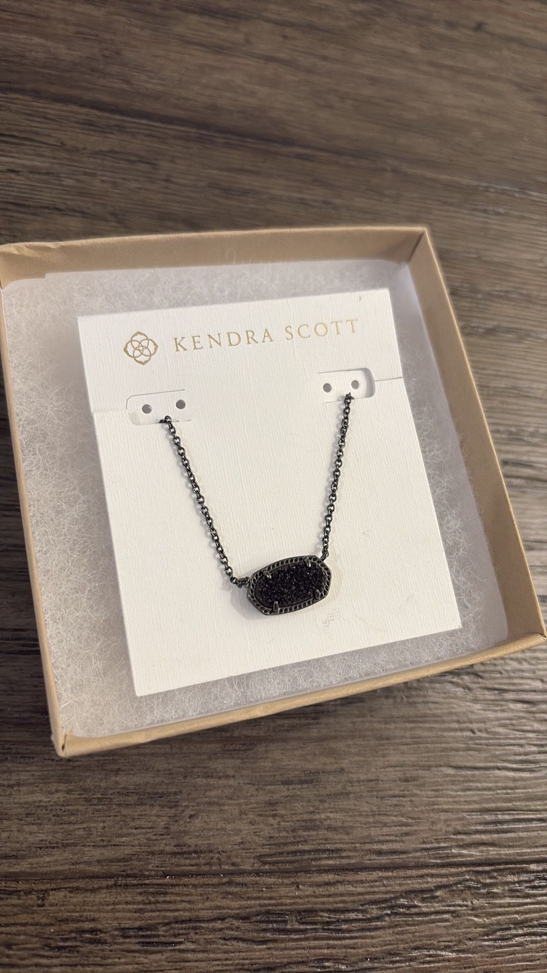 NWT [Kendra Scott] Elisa Sparkle Black Drusy Stone Gunmetal Over