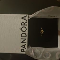 Gold heart wishbone pandora ring