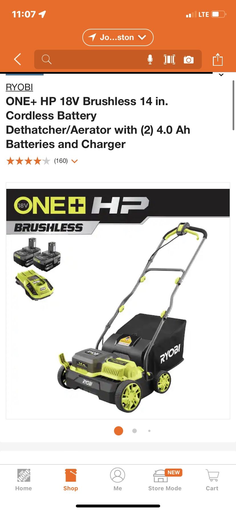 ONE+ HP 18V Brushless 14 in. Cordless Battery Dethatcher/Aerator with (2) 4.0 Ah Batteries and Charger  Shipping and Local Pick Up Brand New Open Box 