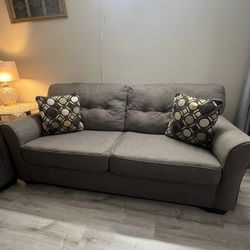 3 Gray Sofas with Pillows – $1000