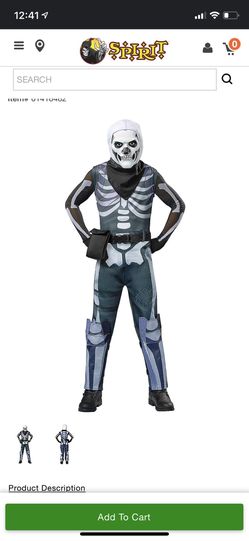 Fornite Child Kid Skull Skeleton Trooper Jumpsuit Halloween Costume XL 14-16