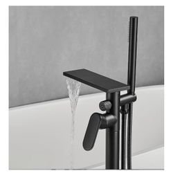 New In Box Matte Black Free Standing Bathroom Faucet 