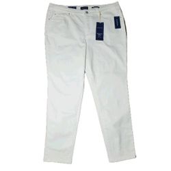 Charter Club Size 16 Pants Skinny Leg White Ankle Stretch Cotton New
