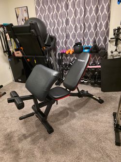 Harison Adjustable Weight Bench with leg extension/curl and preacher curl.