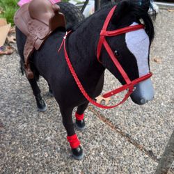 Toy black horse for 18 inch doll’s