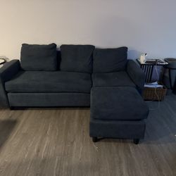 HONBAY Convertible Sectional Sofa, L Shaped Couch with Reversible Chaise for Small Space, Mid Blue