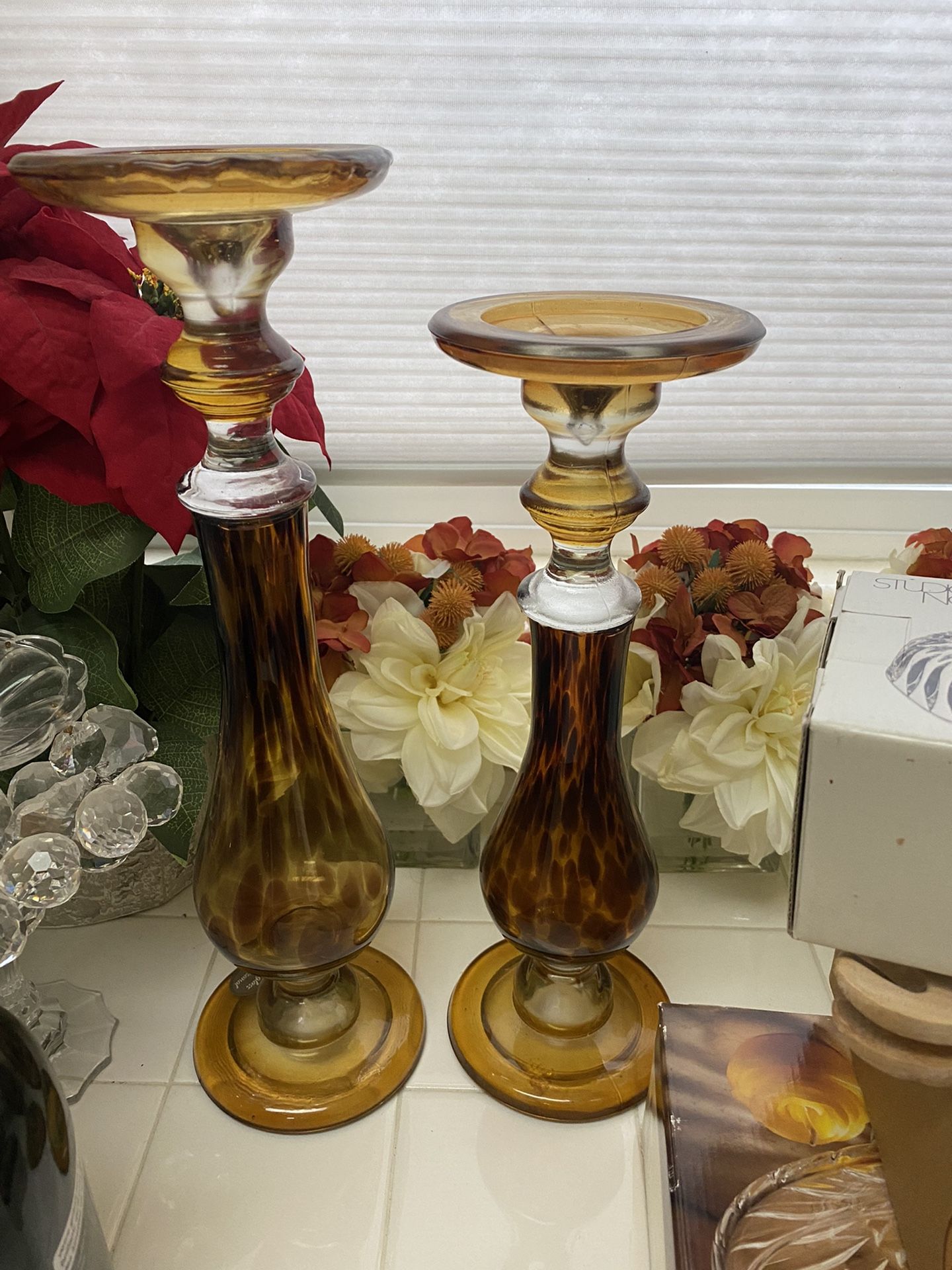 Brown Candle Holders- Sold As Set