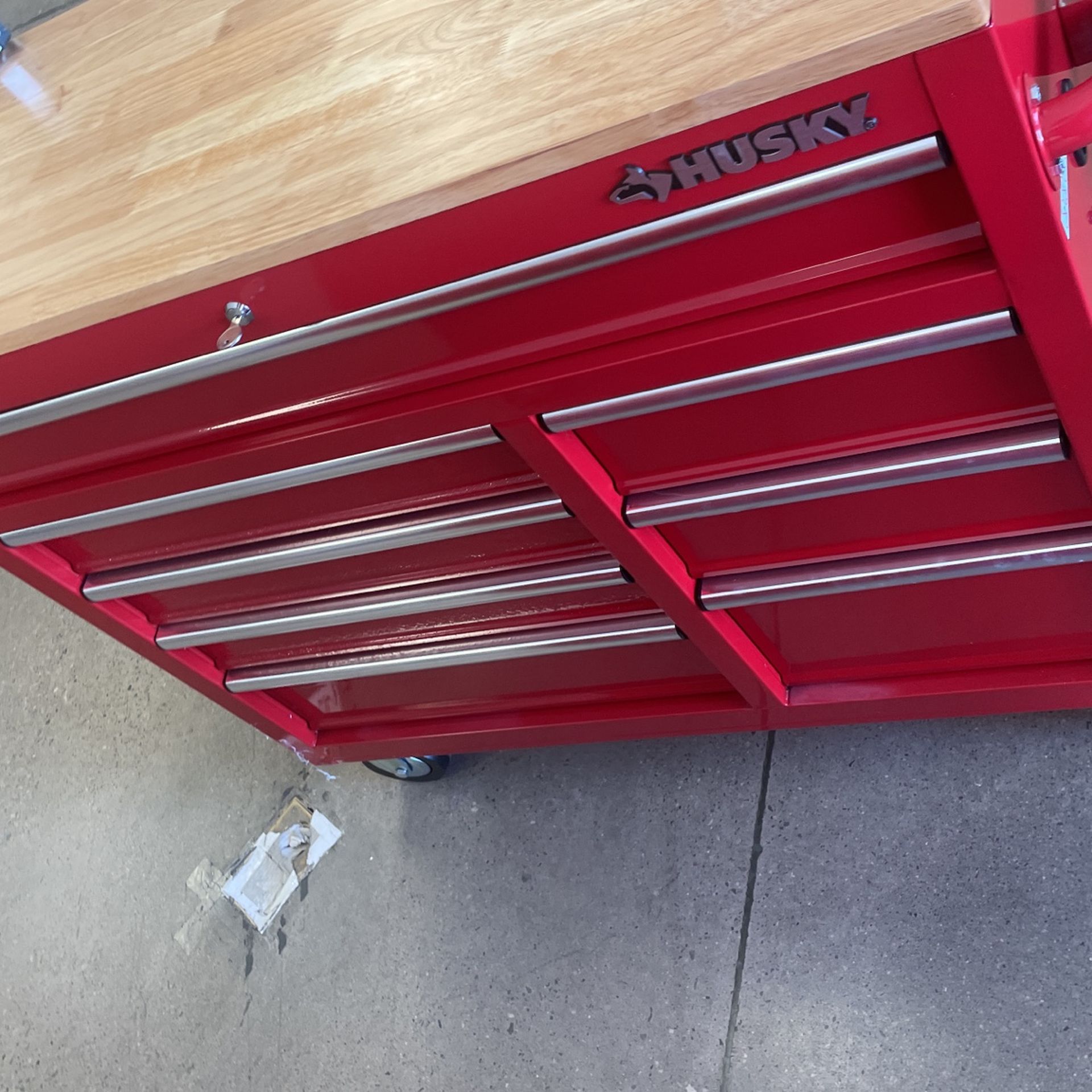 Husky 42 in. W x 18.1 in. D 8-Drawer Red Mobile Workbench Cabinet