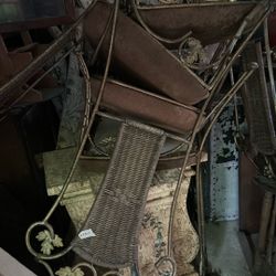 4 Metal And Cloth Chairs 