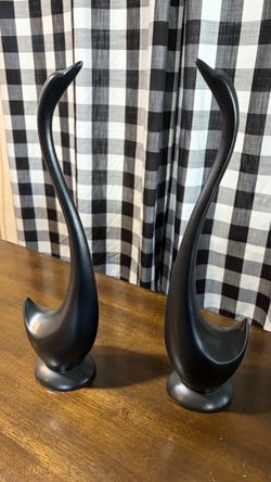 Vintage Pair of Black Swan Figurines