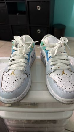 Air Jordan 1 Low White Blue Gold Sneakers