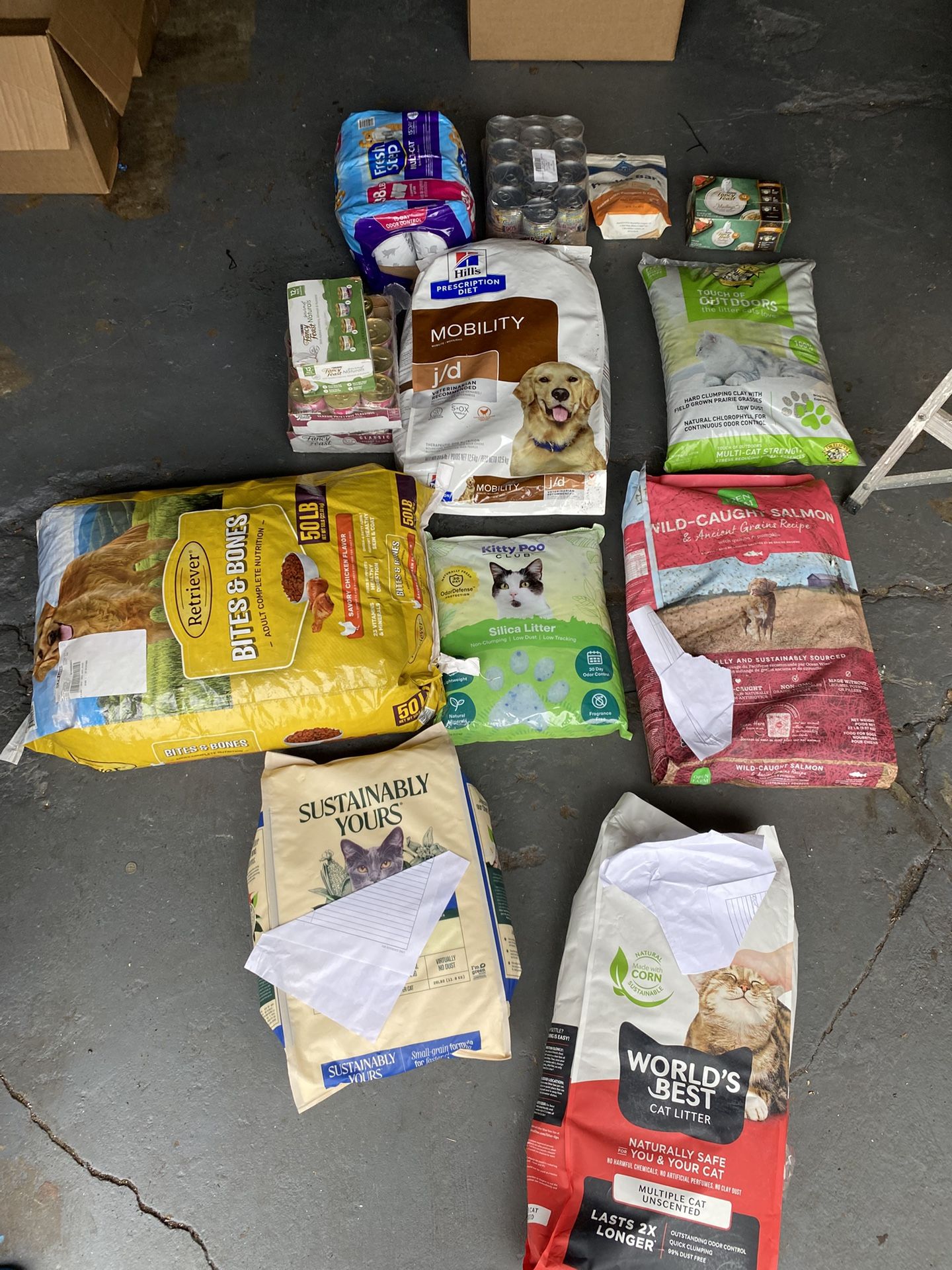 Car And Dog Food And Cat Liter
