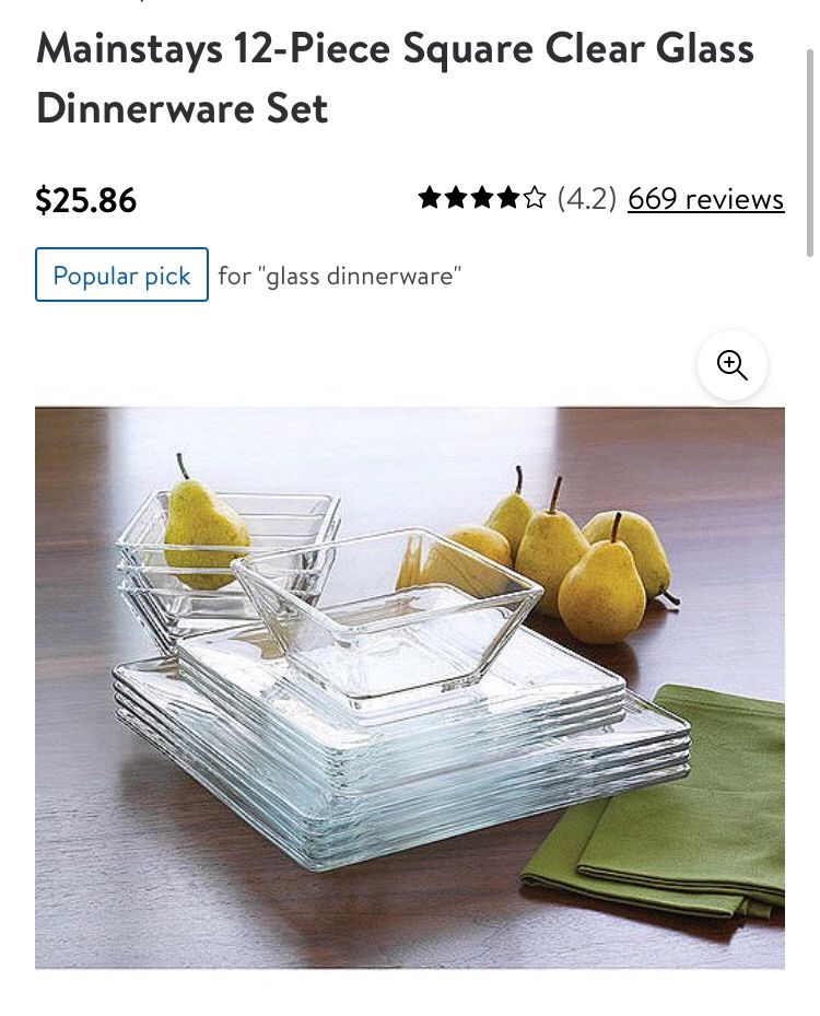 12 Piece Square Dinnerware Set