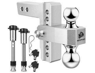METOWARE Adjustable Trailer Hitch - Aluminum Tow Hitch Fits 2-Inch Receiver - Heavy Duty Drop Hitch With 6-Inch Drop/Rise For Truck (12,500 LBS GTW), 
