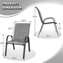 Patio Dining Chairs Set of 3, Outdoor Stackable Dining Chairs High Back, Patio Furniture for Backyard, Porch, Garden, Poolside (Grey) $75 for 3 chairs