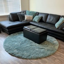 Black Leather Sectional Sofa 