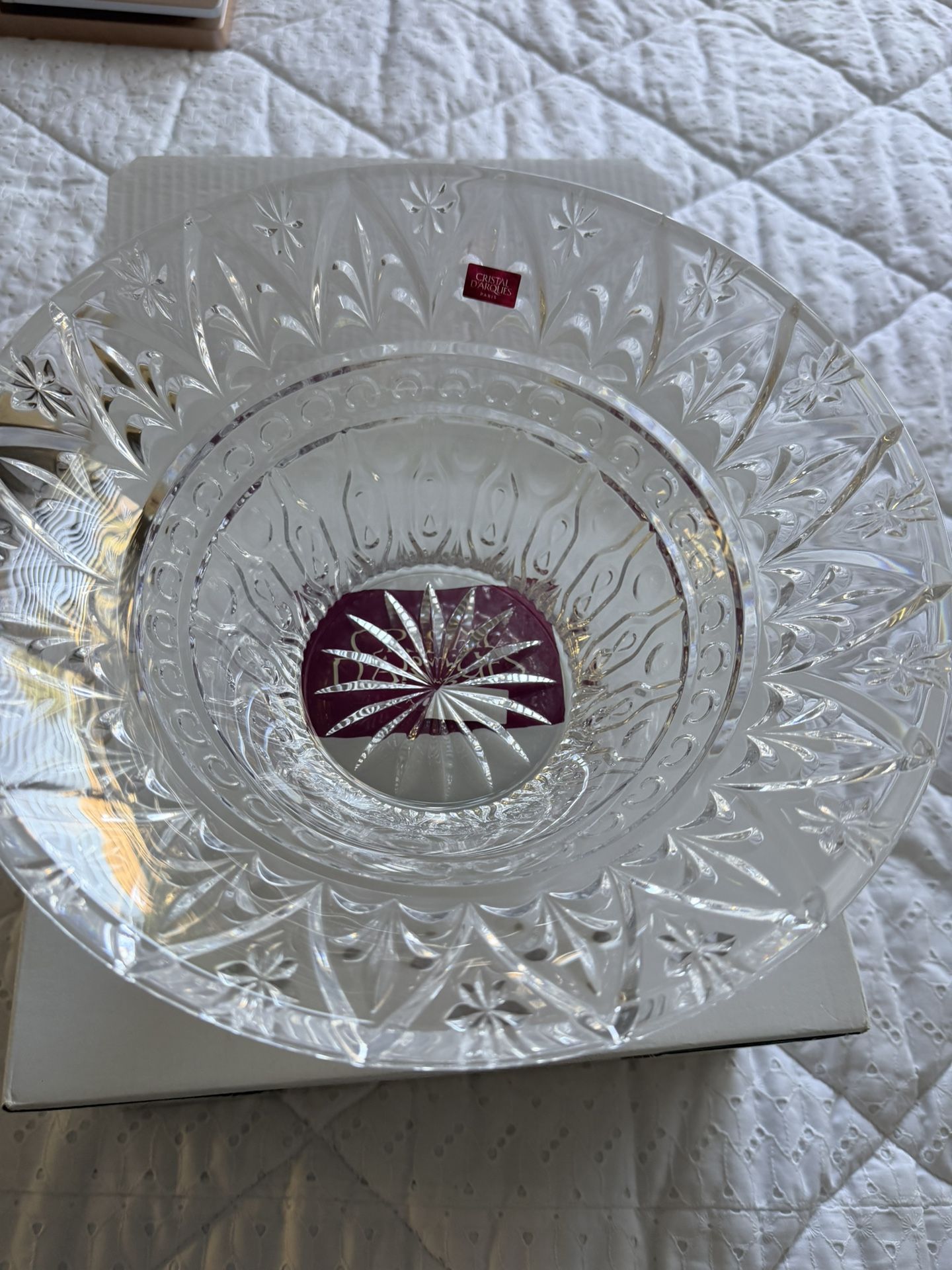 Lead Crystal Cristal D'Arques Paris Fresca Bowl 12 “ X 6” heavy SPARKLE  Beautiful with lots of sparkle.  Salad server, flower arrangement bowl, punch