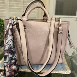 Steve Madden Light Pink Leather Bag With Scarf