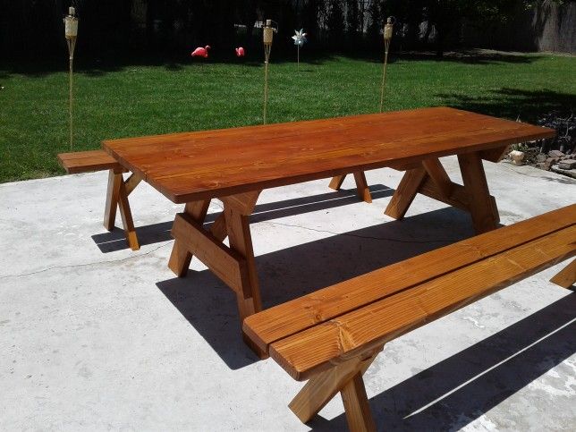 Picnic Tables And Garden Wooden Bridges.