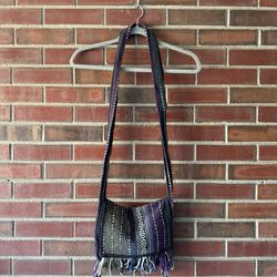 Bohemian Style Woven Crossbody Bag with Fringe Detail 