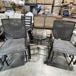 Outdoor Glider Chairs with Coffee Table,