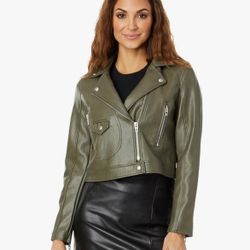 BLANKNYC] Womens Women's Vegan Leather Moto Jacket Large