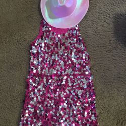 Country Diva Halloween Costume With Pink Iridescent Cowgirl Hat Size 8-10