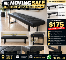 🔥 MOVING SALE – MODERN UPHOLSTERED BENCH