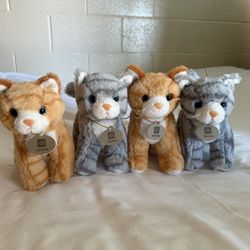 Set of 4 cute stuffed animal kitties cats
