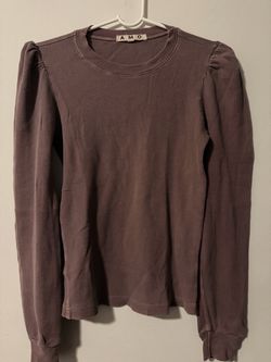 AMO Waffle Knit Puff Sleeve Top