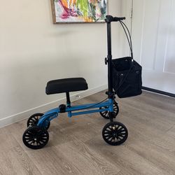 Knee Scooter with Disc Brake, Steerable Knee Walker for Adults,Foldable Rover Scooter for Broken Foot Injured Leg Crutch