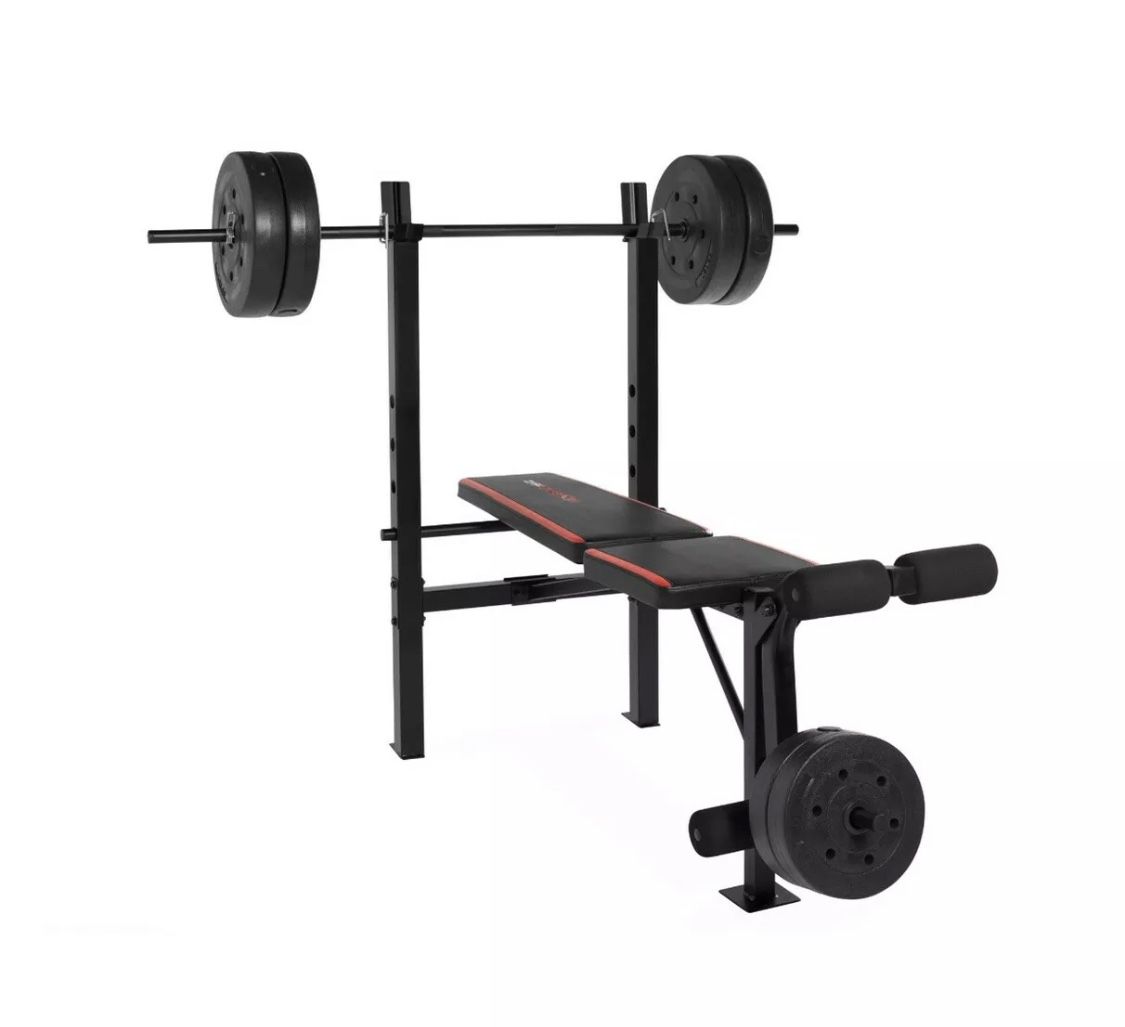 CAP Strength Standard Combo Bench with 100 lb Weight Set